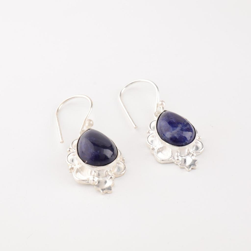 Natural Sodalite Gemstone 925 Stamped Silver Handmade Jewelry Earrings For Women EE-163-29