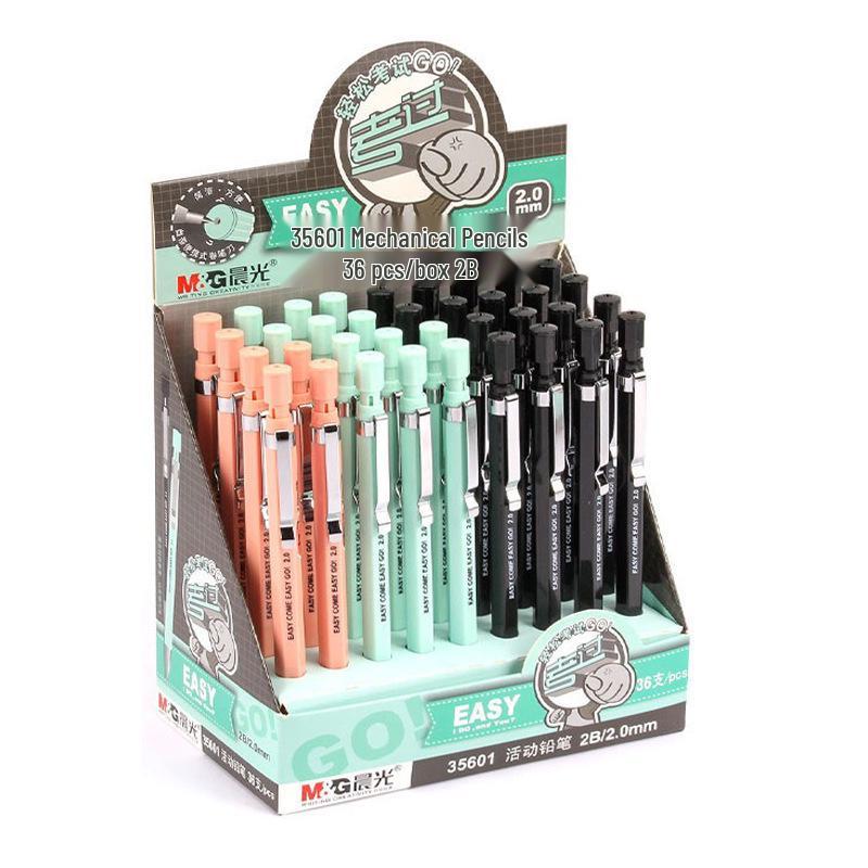 Morning MG Light Mechanical Pencil 2.0 - Thick 2B Lead for Students & Kids' Drawing, No Sharpening Required, Click-to-Use.