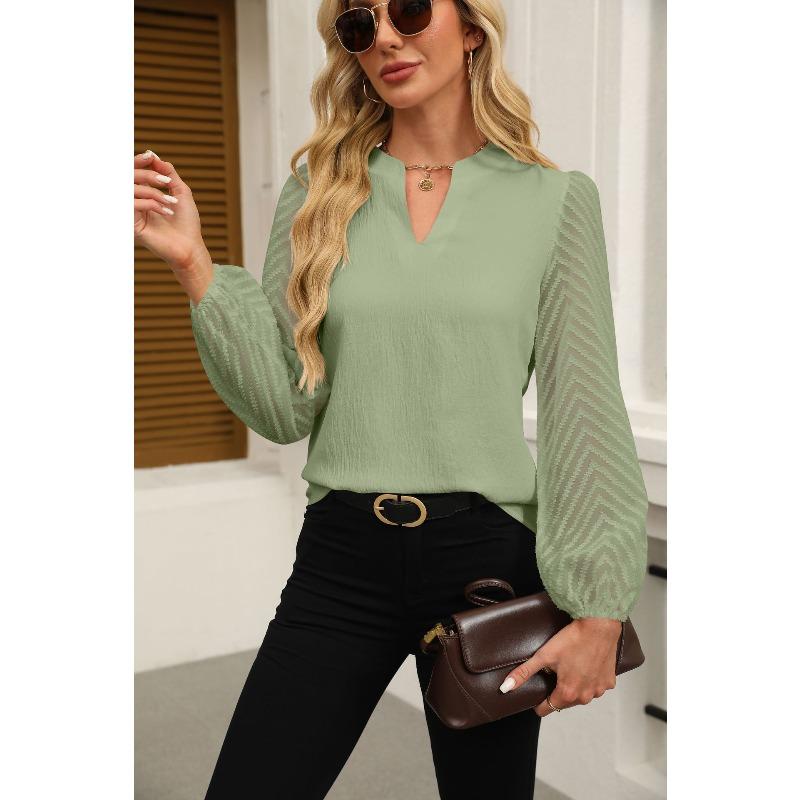Blusas y Camisas Casuales de Moda para Mujer JPNTKY de Manga Larga con Cuello en V