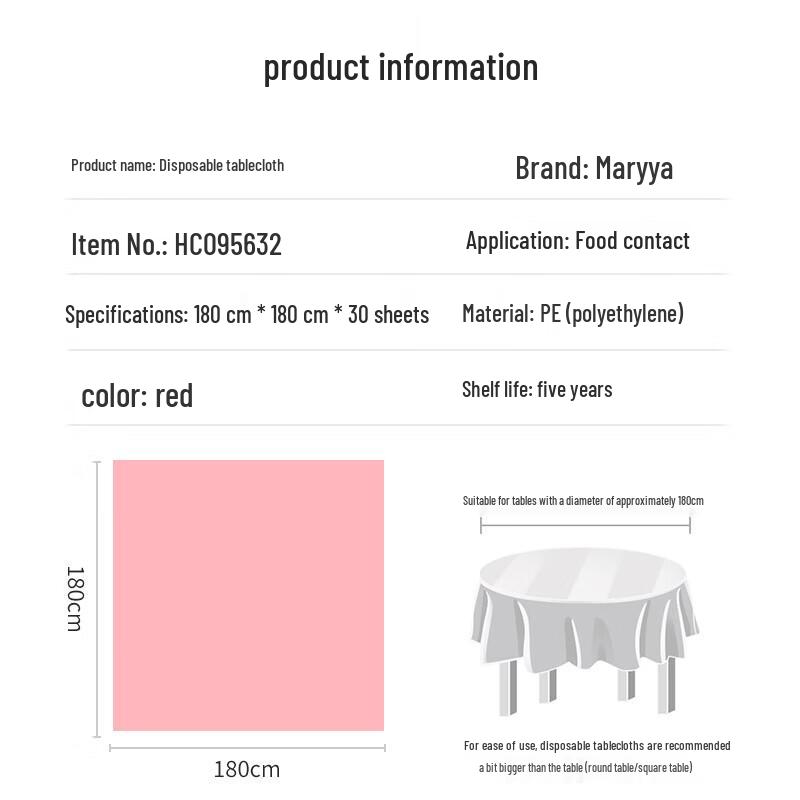 Meiliya Thickened Red Disposable Tablecloth