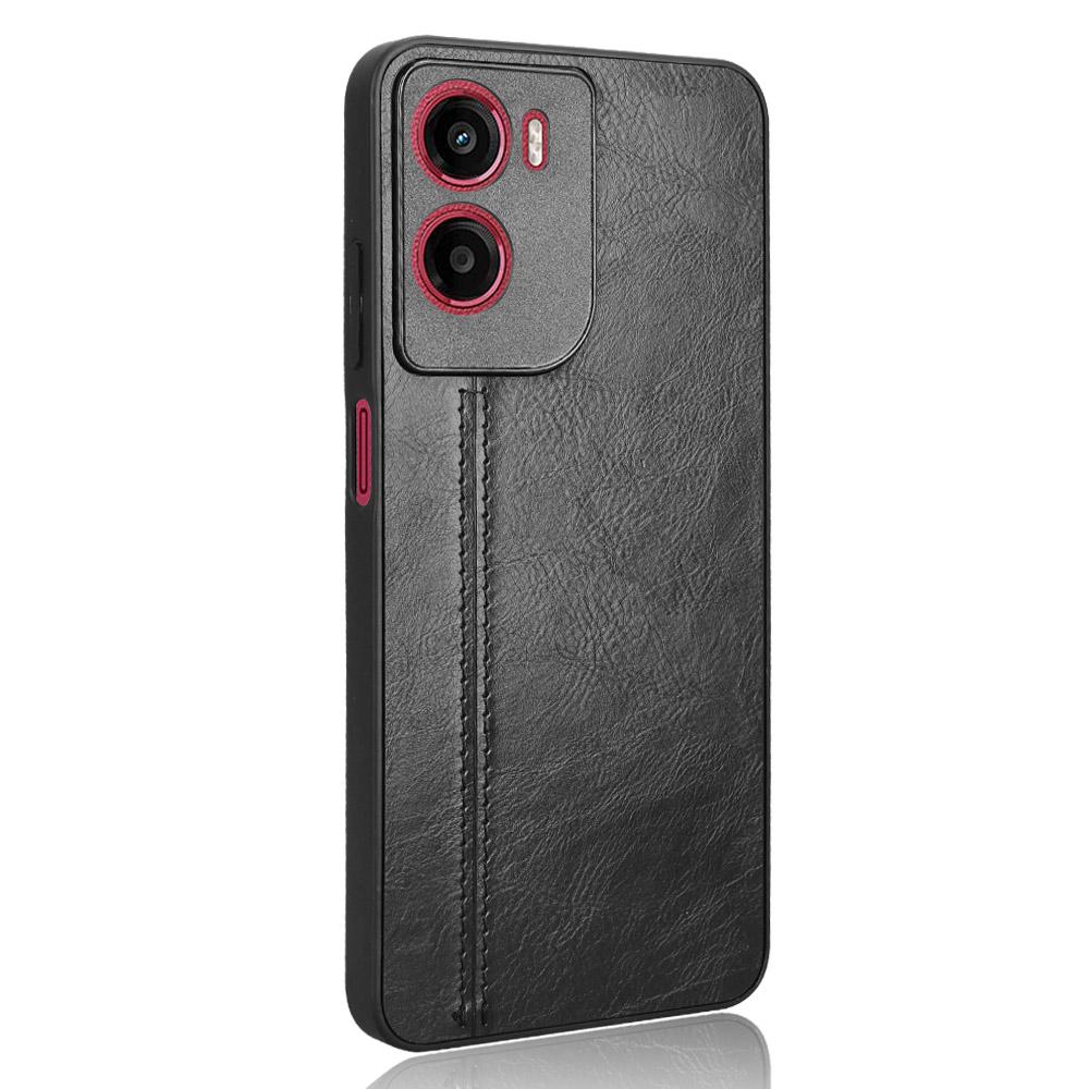 For Motorola Moto G05 4G/E15 4G Case Cowhide Texture Leather+TPU+PC Phone Cover Stitching Line