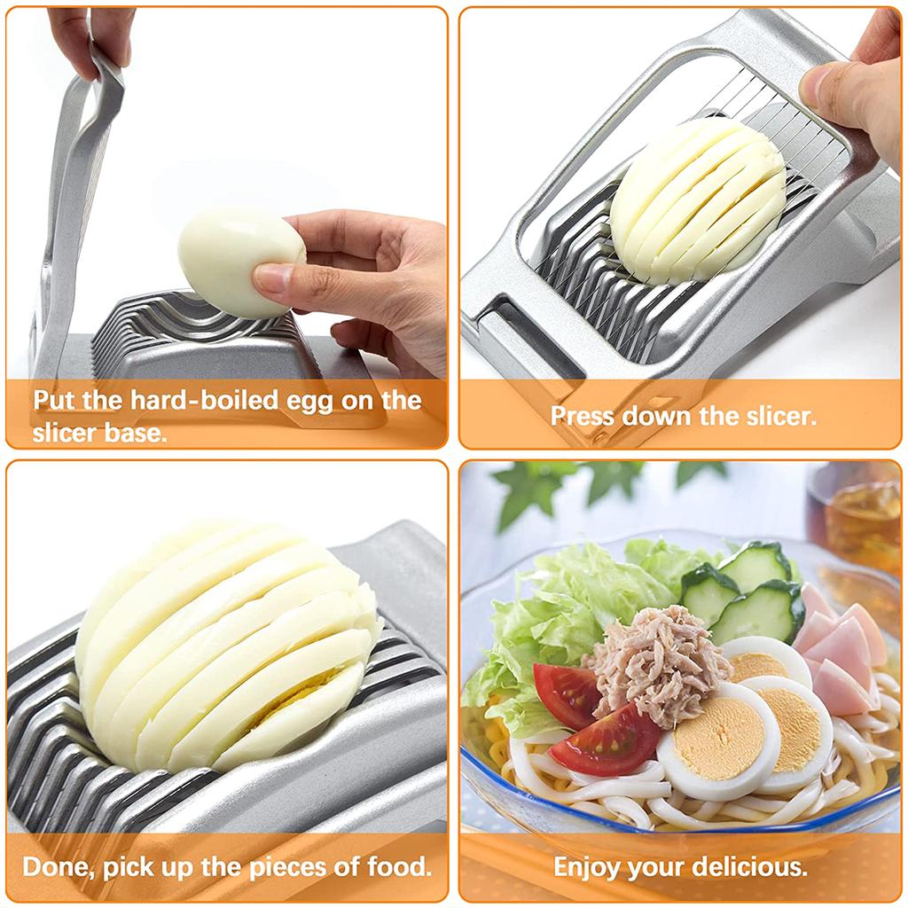 Egg Slicer Heavy Duty Metal Boiled Eggs Cutter Aluminum Alloy Cutting Ham Mushroom Strawberry Soft Fruit Kitchen Gadgets 2