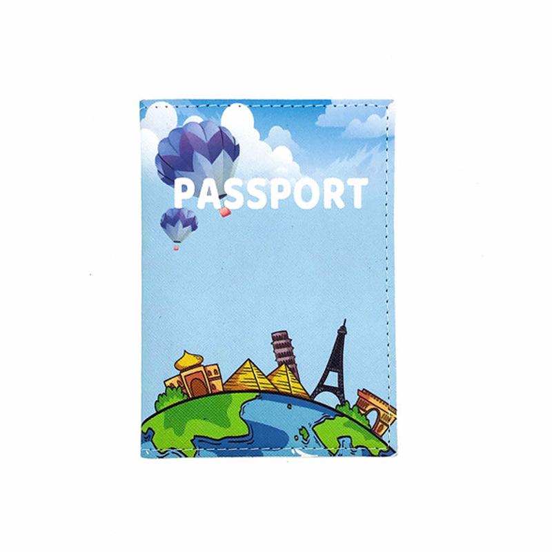 Travel Around The World Leather Passport Cover Men Women Travel Passport Wallet Fashion Printing ID Credit Card Passport Holder