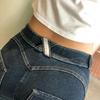 Jeansy Denimowe Peach Lift z Niskim Stanem dla Kobiet - Seksowne Spodnie Fitness z Trendu TikTok