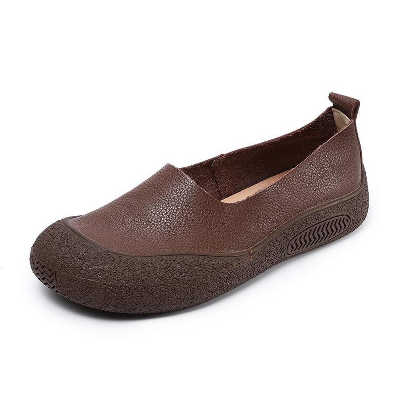 

Handmade retro leather light mouth single shoes spring and summer new first layer cowhide comfortable soft sole soft surface women s shoes 41 коричневий