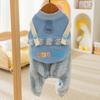 Dog quad moon velvet rainbow stripe autumn and winter warm teddy bear small dog cat pet clothes