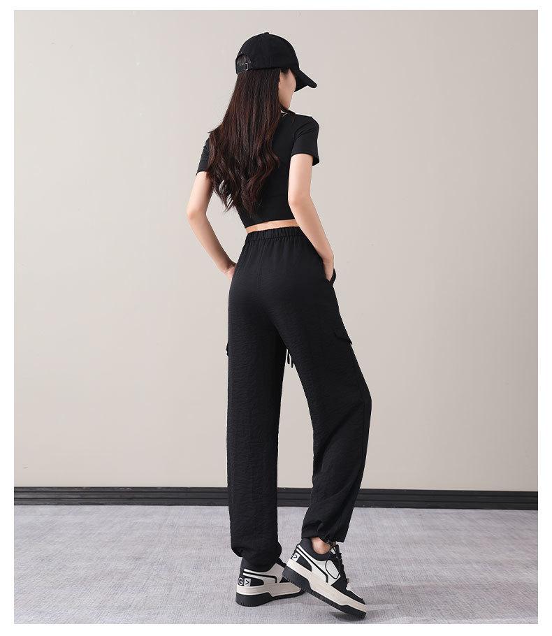 Women's Summer 2025 Casual Sportswear Set: New Style Hiking Sun Protection Clothing with Loose Cargo Pants