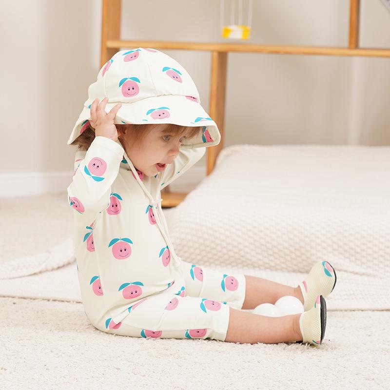 Kids' Cute Quick-Dry One-Piece Swimsuit: Long Sleeve, Sun Protection for Boys, Girls, Infants & Toddlers
