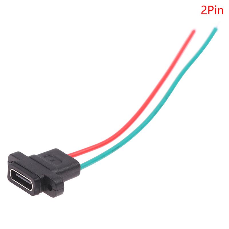Hot Sale Type-C 2Pin 4Pin Welding Wire Female Waterproof Female Socket Rubber Ring Current Fast Charging port