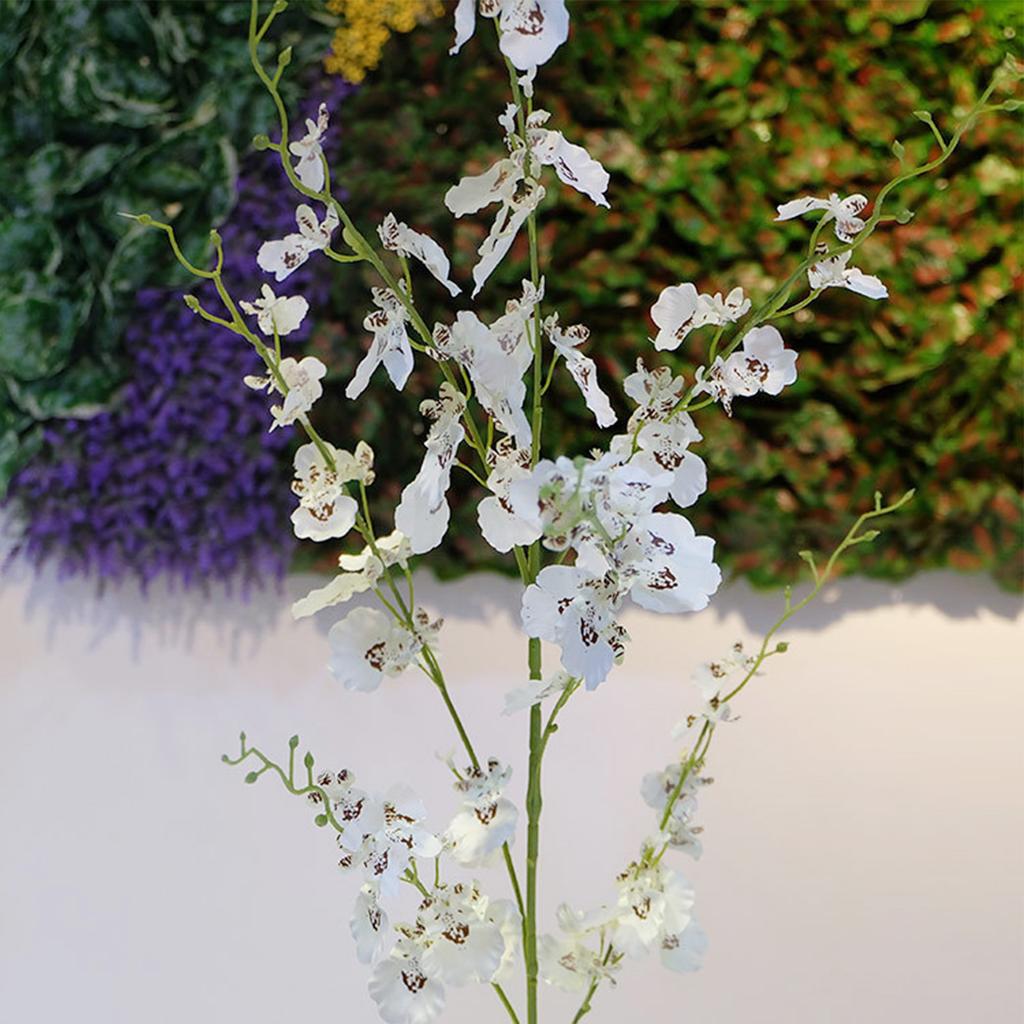 Artificial Orchids Flower Faux Silk Dancing Orchid Stem 7 Branches for Home Wedding Party Festive Indoor Outdoor Decoration