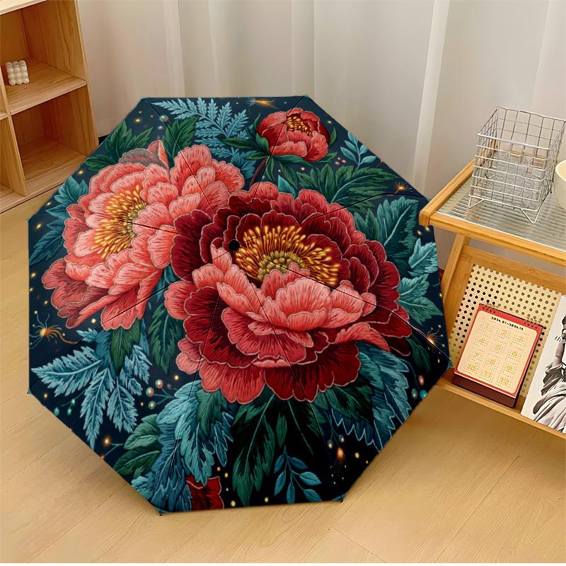 

Floral Fantasy Garden 2 Theme Automatic Umbrella Compact 8-Rib Design Sturdy Construction Durable Umbrella Stylish Accessory
