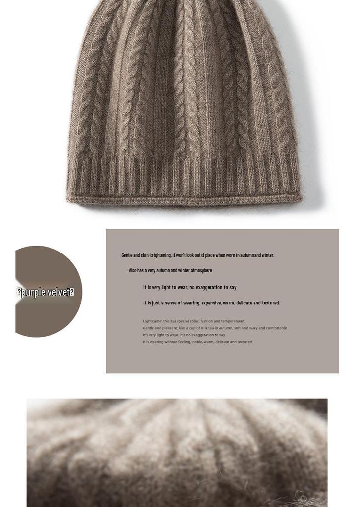 Unisex Cashmere Winter Cable Knit Hat - Soft Headwrap for Cold Weather