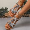 Fashion Women's Silver Snake Pattern Flat Sandals Ankle Strap Comfort Non Slip Beach Shoes Woman Summer Plus Size Light Casual Shoes