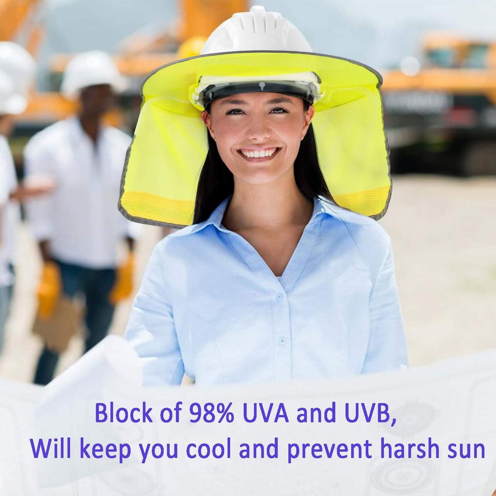 4 Pack Hard Hat Sun Shade - Full Brim Mesh Sun Shield with Reflective Strip Visor