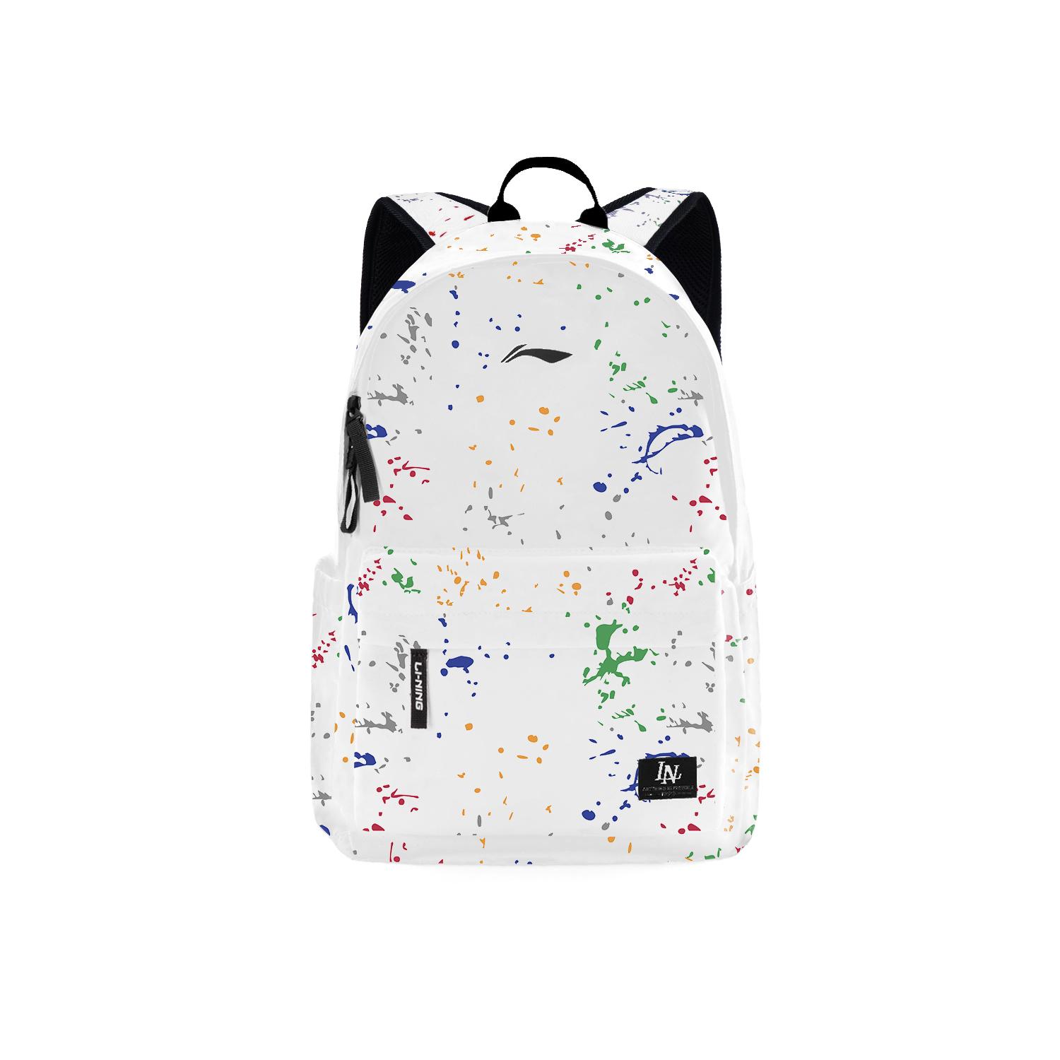 Li Ning Polyester Backpack Regular Unisex White All Over Print ABSV623-1