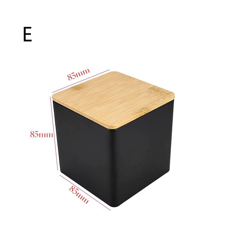 1pc Sealed Tinplate Storage Jar With Bamboo Lid Spices Tank Container Kitchen Food Bottle Coffee Tea Caddy