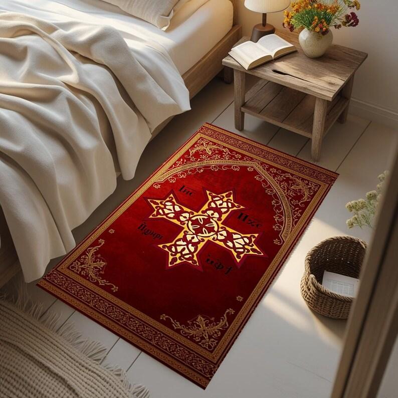 Byzantine Double-Headed Eagle Orthodox Prayer Rug | Non-Slip Christian Prayer Mat   Carpets for Living Room Mat Outdoor Rug