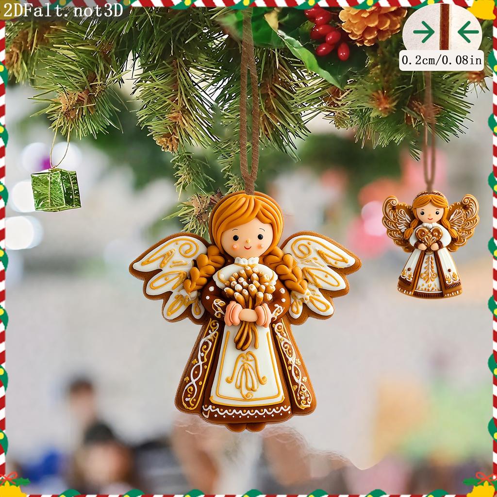 36Pcs Christmas Vintage Wooden Gingerbread Man Angel Pendant Merry Christmas New Year Pendant Gift Christmas Tree Decor Supplies