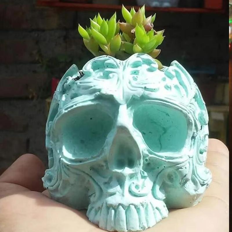3d Skull Head Silicone Mold Ashtray Epoxy Resin Mold Crafts Plaster Flowerpot Plant Pot Mould Skull Candle Soap Plaster Craft
