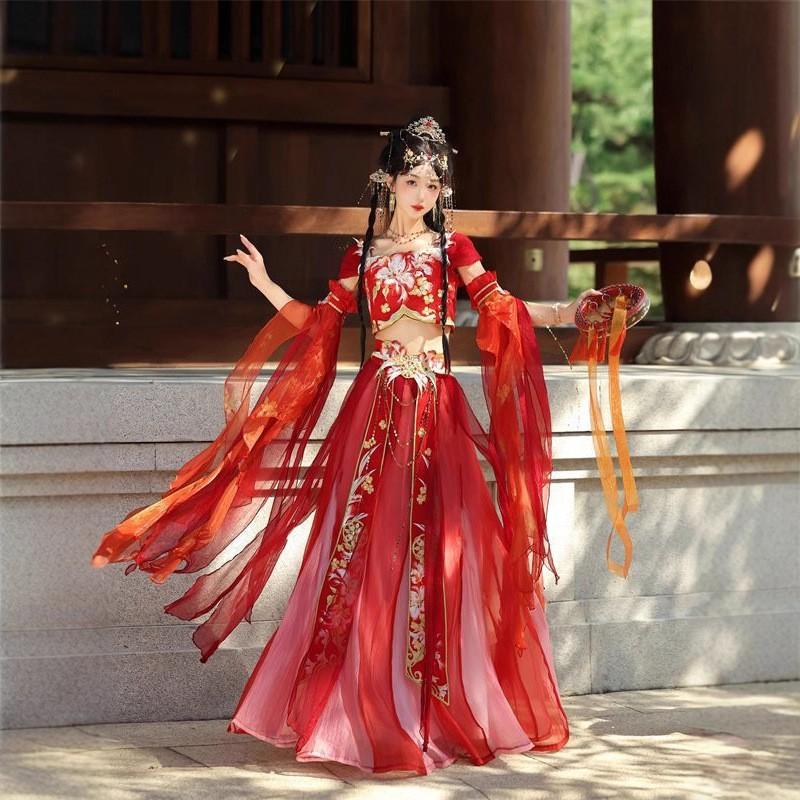 Exotischer Stil neues Dunhuang-Mädchen Xianqi Schwerindustrie-Stickerei großer Rock zerrissener Rock Bloomers