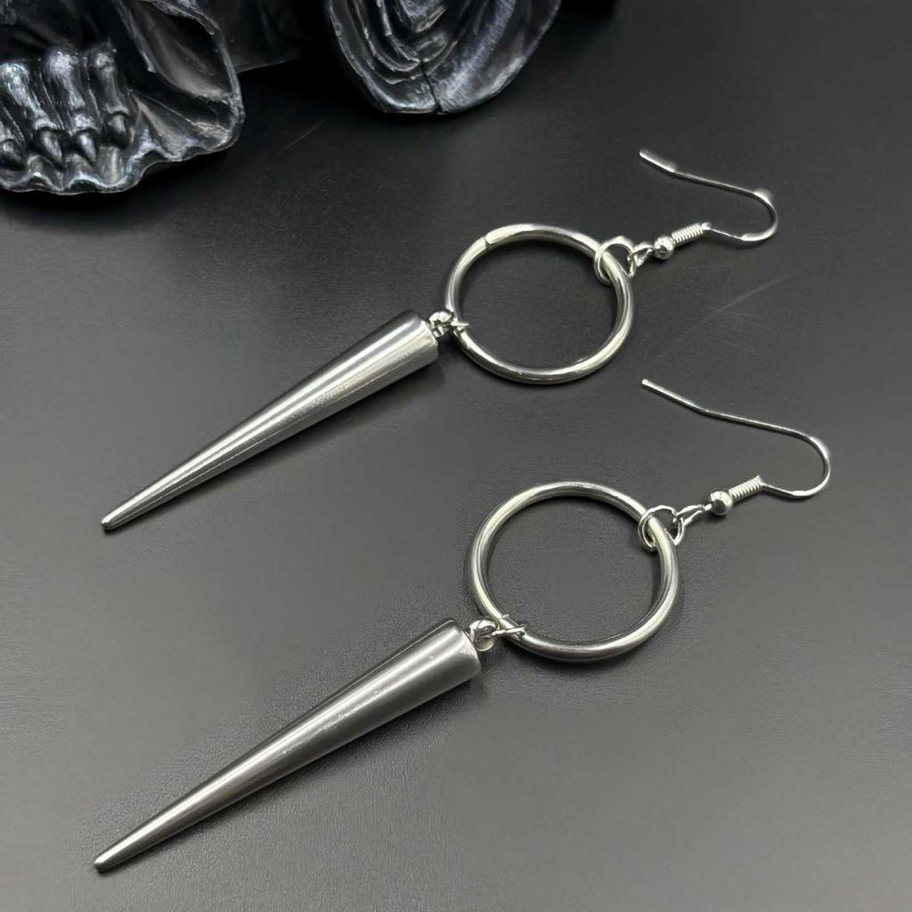 Trendy Punk Hip-Hop Rivet Earrings - Stainless Steel Gothic Street Style Jewelry