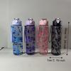 Durable 800ML Water Bottle Bow Flower Printed Leak Proof Straw Cup Large Capacity Plastic Water Cup Travel