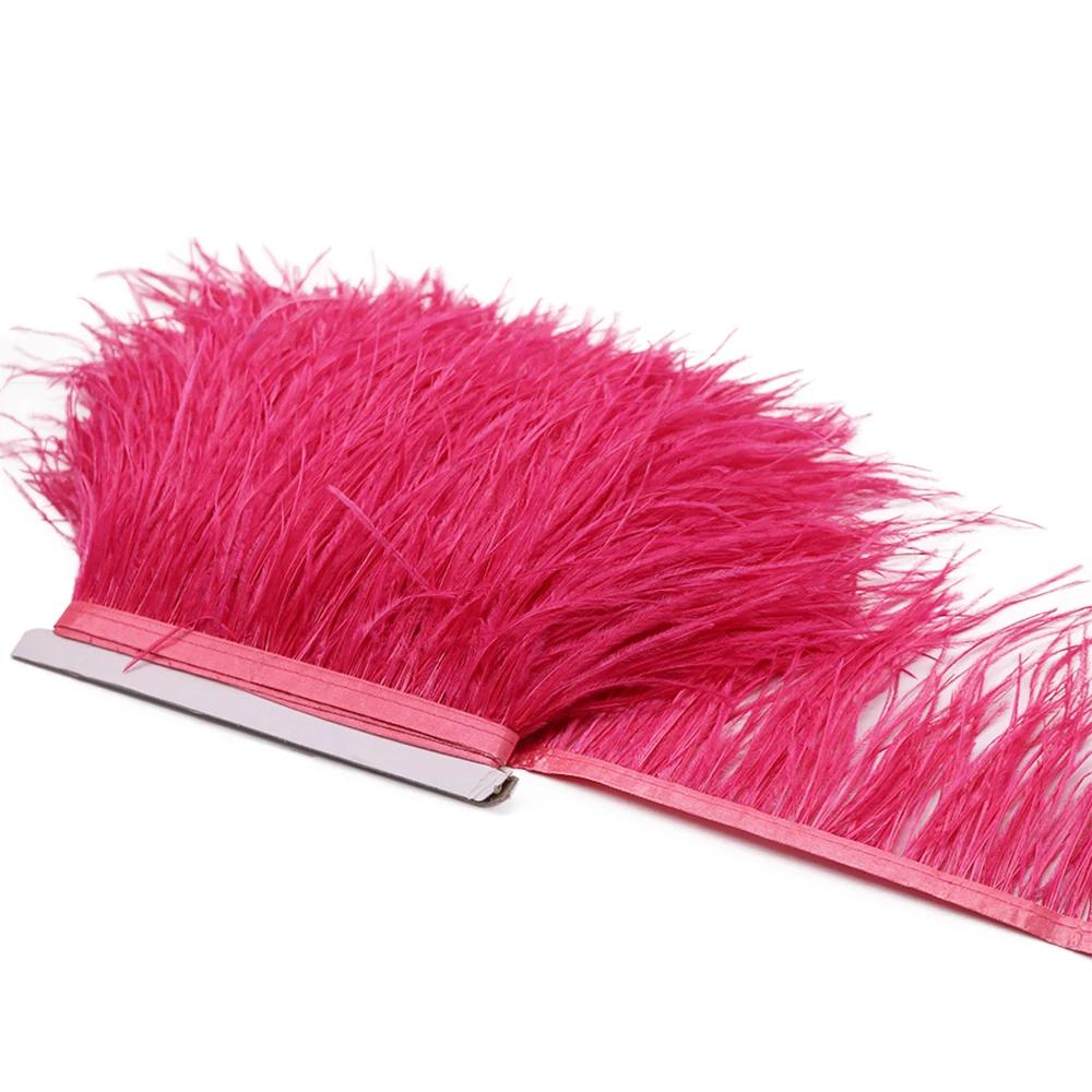 1Meter Natural Fluffy Ostrich Feathers Trim 8-10Cm Red Ostrich Plumes Craft Ribbon For Wedding Dress Sewing Clothing Decoration