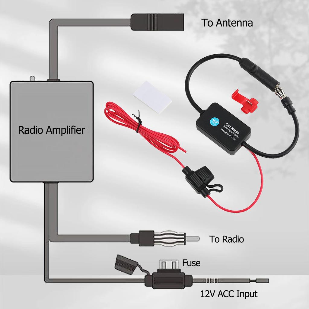 Universell Praktisk FM Signalforsterker Anti-interferens Bilantenne Radio FM Boosterforsterker Bildeler For 12V Bilradio