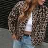 2025 New Personalized Retro Style Stand Collar Leopard Print Jacket for Women's Spring Autumn Outerwear