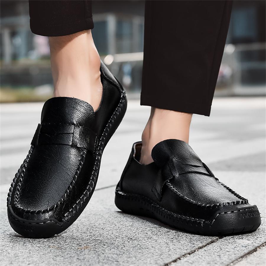 Fashion Classic Loafers New Men's Leather Lazy Shoes Driving Flat Bottom Casual Foreign Trade Single Shoes Women's Rubber Outdoor
