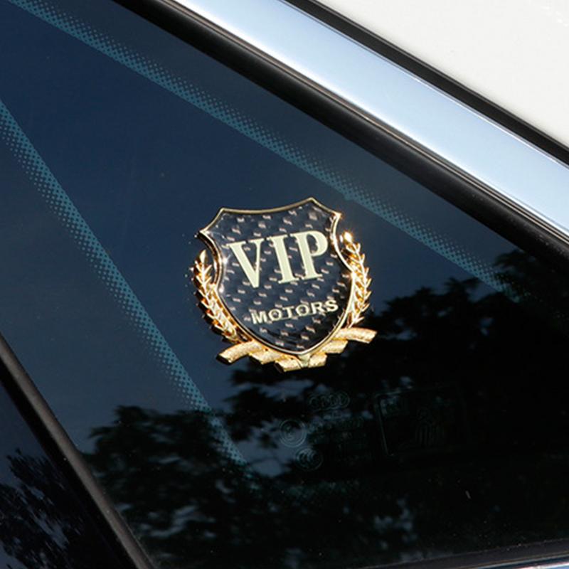Metall Autoaufkleber Karosserie Autoaufkleber VIP Letter Design Auto Metallschilder Ährenmuster Rostschutz Kohlefaser Für Außen