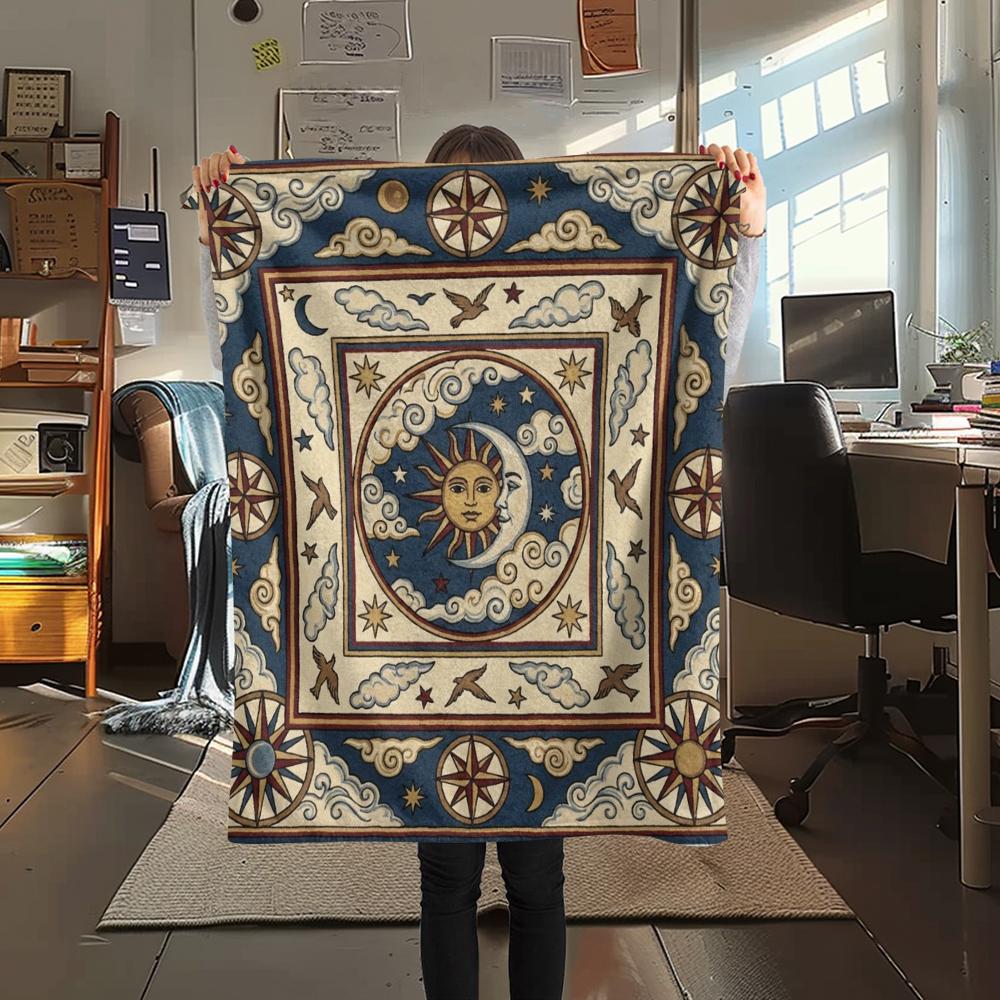 1Pc Sky Print Flannel Blanket, High Quality Comfortable for All Seasons, Home Decor, Warmth and Comfort, Perfect for Christmas Gifts W162