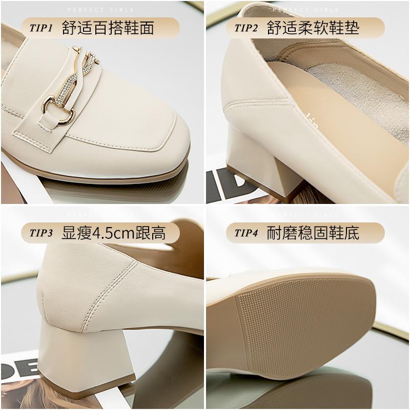 Augustine Thick Heel Small Leather Shoes Women's Summer 2025 New French Small High Heel Mary Jane Shallow Mouth Single Shoes Tide