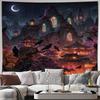Large Gothic Oriental Palace Mural Tapestry Wall Hanging Decor Asian Fantasy Art Print for Mystical Home Decoration Living Room