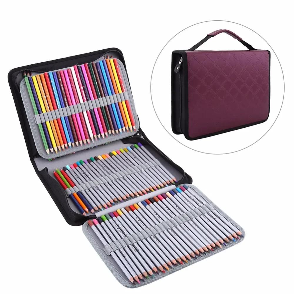 150 Slots PU Leather School Pencil Case Large Capacity Colored Pencil Bag Box Organizer Zipper Pen Pencil Bag For Art Supplies
