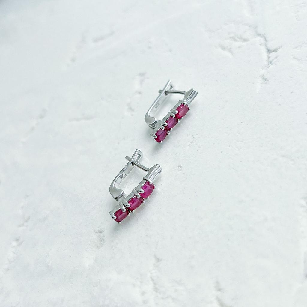 Silver Earrings with Natural Ruby 1.35ct (2140337)