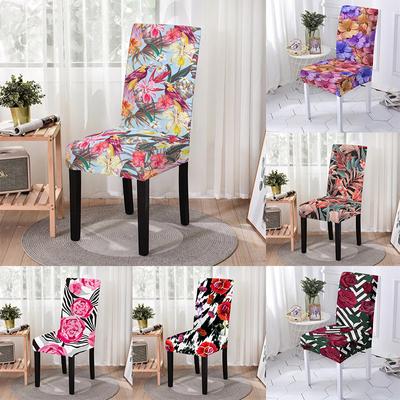 Çiçek Yemek Sandalyesi Kapak Spandex Elastik Sandalye Slipcover Durumda Streç Sandalye Düğün Otel Ziyafet Housse De Şezlong Için Kapakları