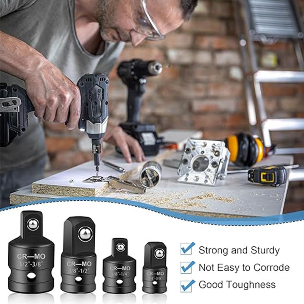 4 pcs Socket Convertor Adapter Set Not Easy to Corrode Good Toughness Tool Suitable for Machinery Industry