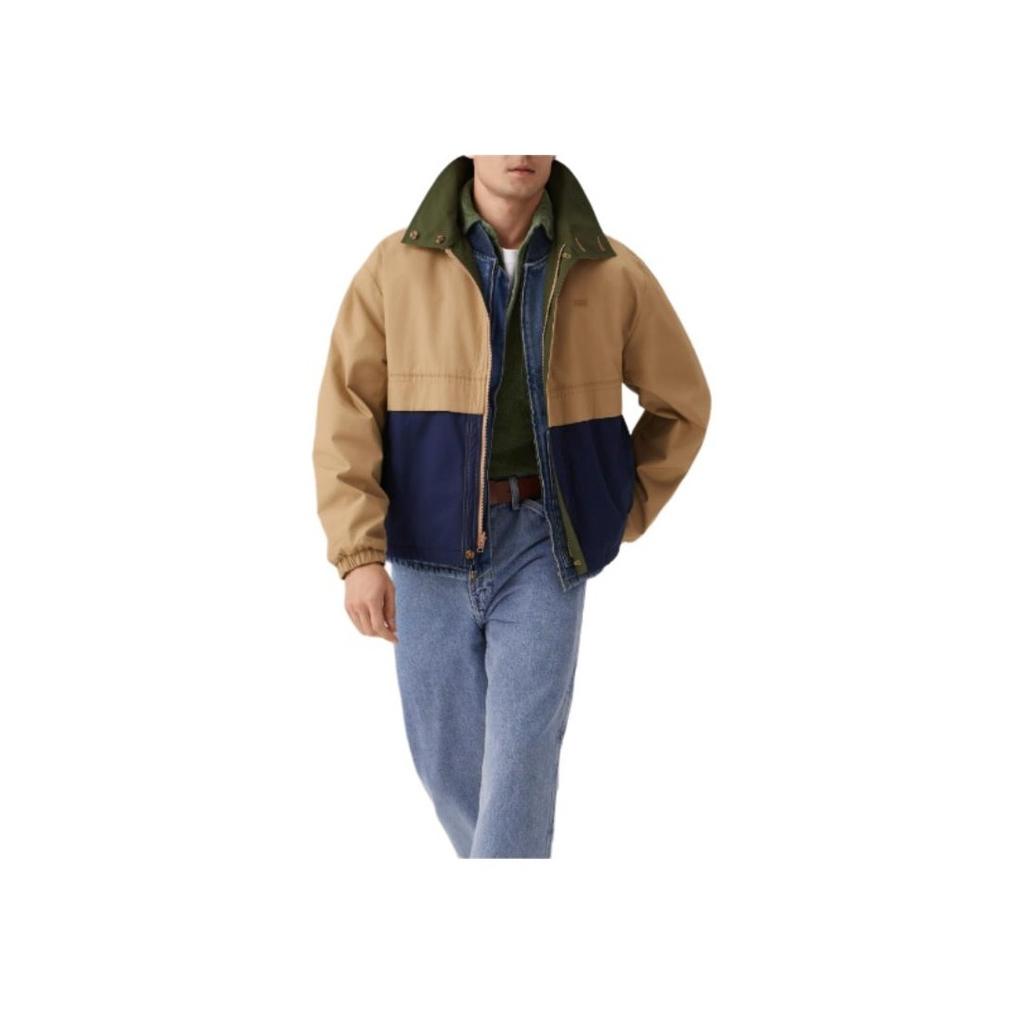 Levis Simple Comfortable Versatile Color-Block Casual Loose Long Sleeve Jacket Men Jacket Blue-Brown Green 001HW-0000