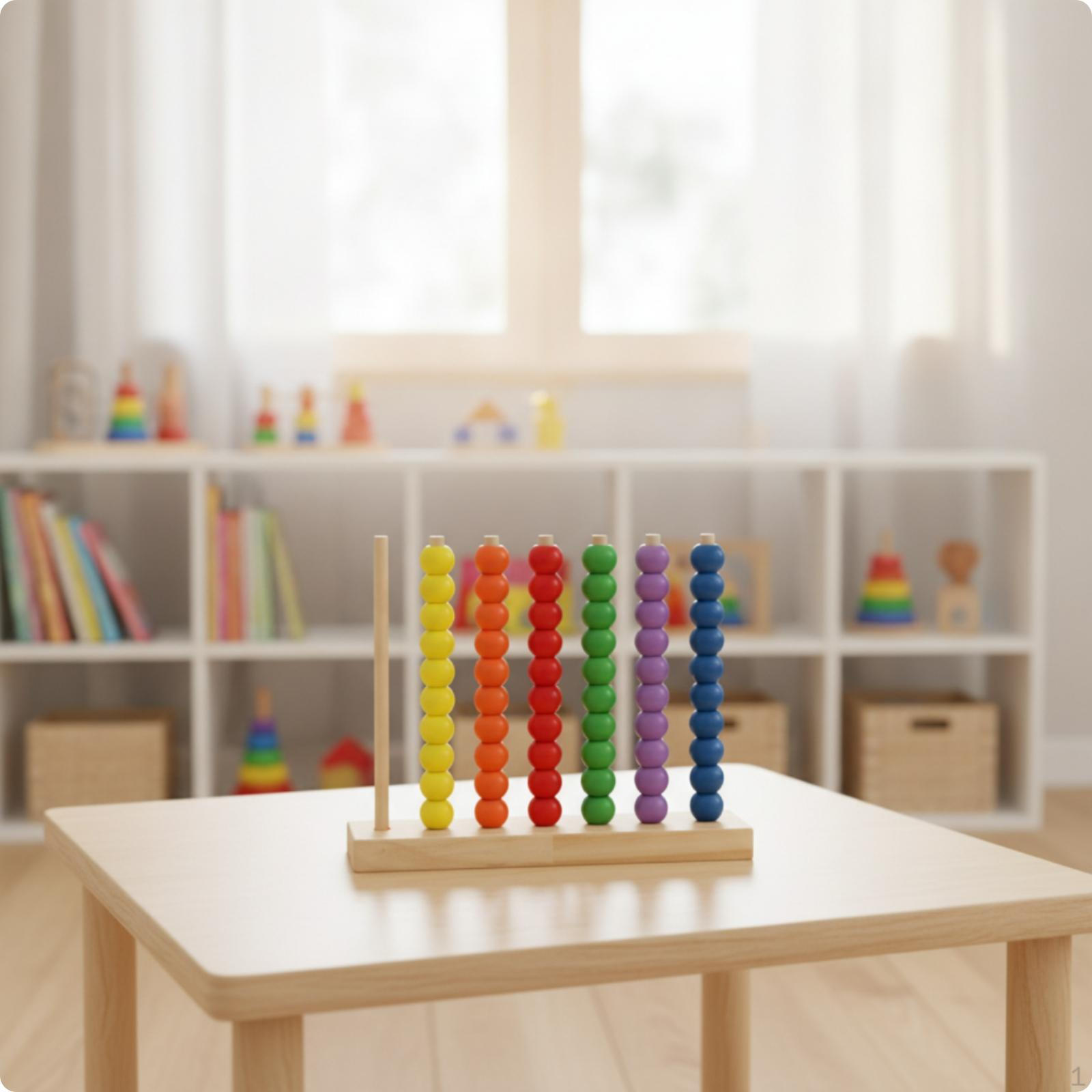 Wooden Bead Counting Rack Toy Wood Multicolor Preschool Learning Board for