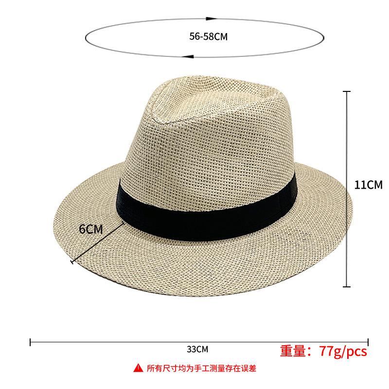Monofilament grass top hat solid color parent-child papyrus top hat sunshade summer and autumn sunscreen hat outdoor beach straw hat British