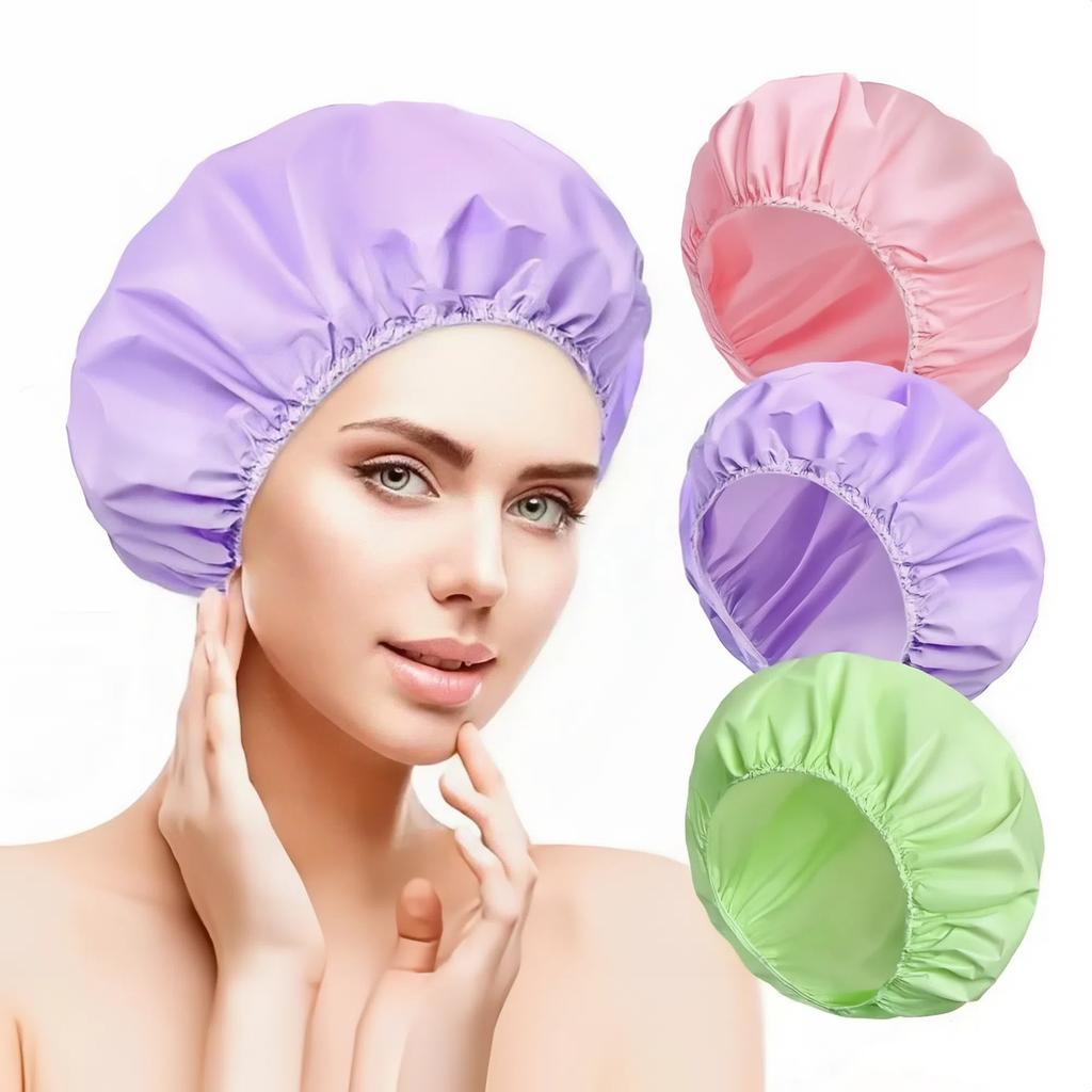 Reusable Waterproof Shower Caps Double Drying Hair Cap  for Bathroom Supplies Accessories
