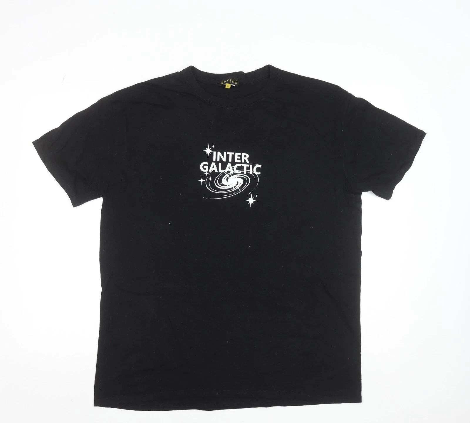 

Hoxton Men s Black Intergalactic Graphic Cotton T-Shirt XL Regular Fit M