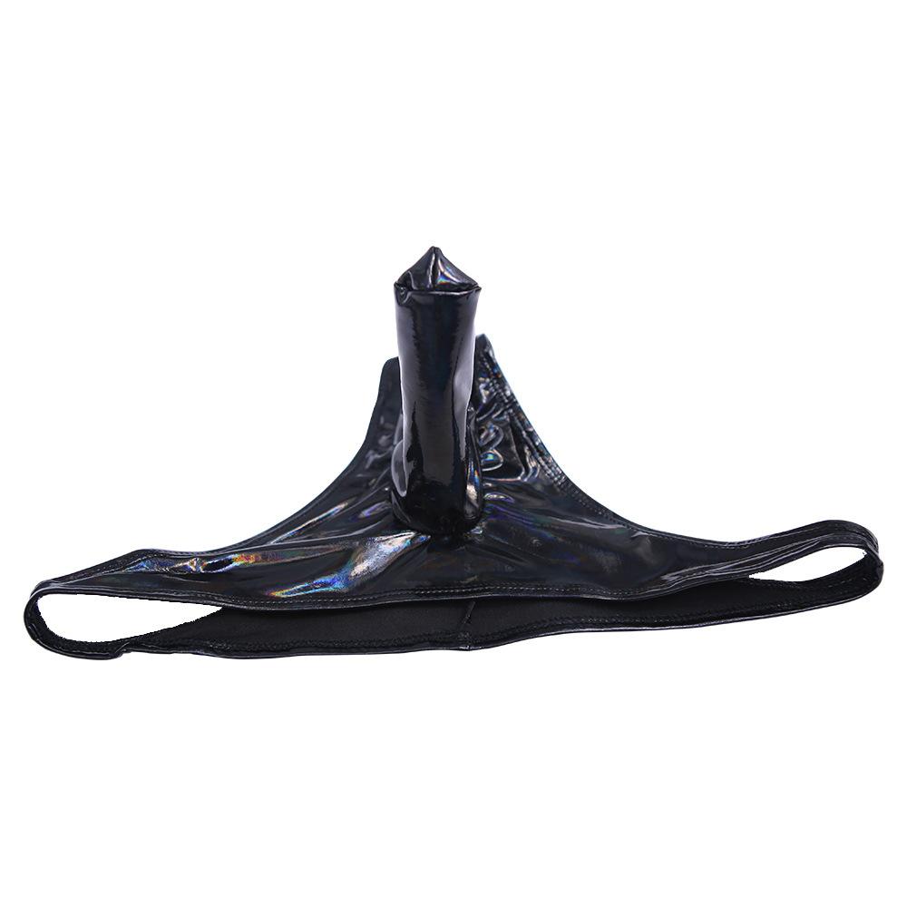 Erotic Men Sexy Faux Leather Customized Separation Shorts T Crotch Summer Colorful Black Stylish