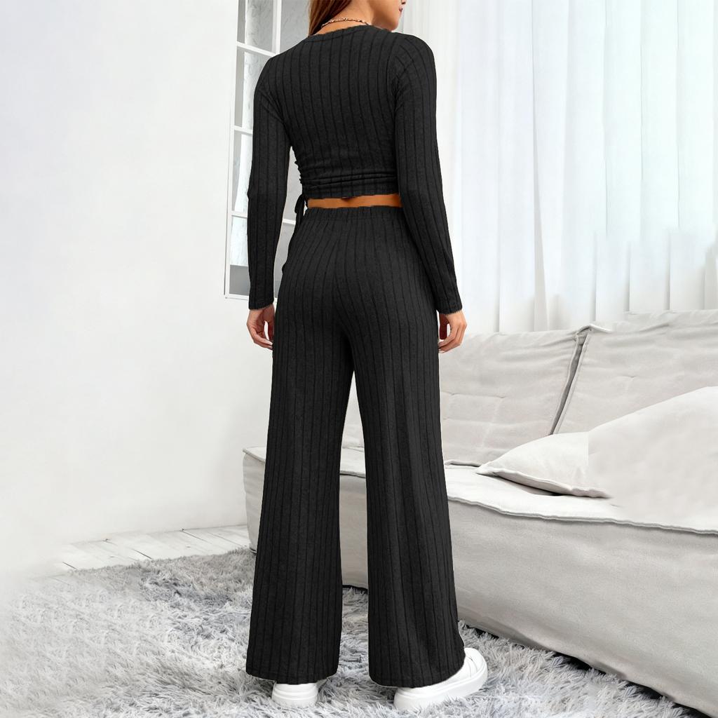 Women's 2 Piece Solid Color Casual Sportswear Long Pants Set