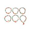 SHIXIN 6Pcs/Set Cute Santa Claus Christmas Tree Socks Elk Charm Bracelet Women Polymer Clay Beaded Bracelets New Year Jewelry