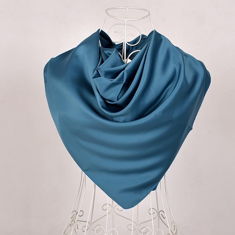 

[BYSIFA] New Solid Color Women Large Square Scarves Wraps 100*100cm Autumn Winter Luxury Matt Satin Silk Scarf Brand Head Scarf