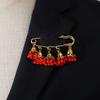 Bohemian Rhinestone Flower Tassel Brooch for Women - Exotic Style Suit Coat Pin