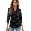 Women's Fashion Casual Lapel Short 3/4 Sleeve Print Shirt Women's Up Tops