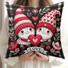 1pc Cute Gnome Holding Heart Pillowcase Suitable for Bed Sofa Cushion Cover, Zippered Machine Washable Soft Cushion Case with Gnome Print, Double-Side